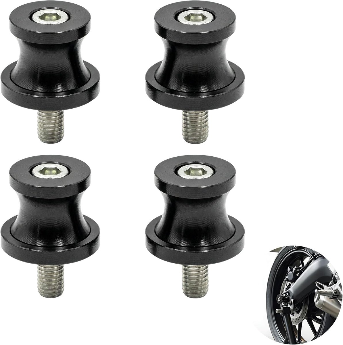 SnelShoppen - 4 Pcs Universele Motorstandaard M8, CNC Gefreesd Aluminium Legering Achterwiel Swingarm Steunen, Motorfiets Swingarm Bescherming voor 8m