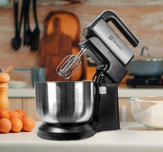 Handmixer met Kom - 300W Keukenmixer - 5 Snelheden + Turbo - RVS Draaikom 3L - Zwart — afbeelding 3
