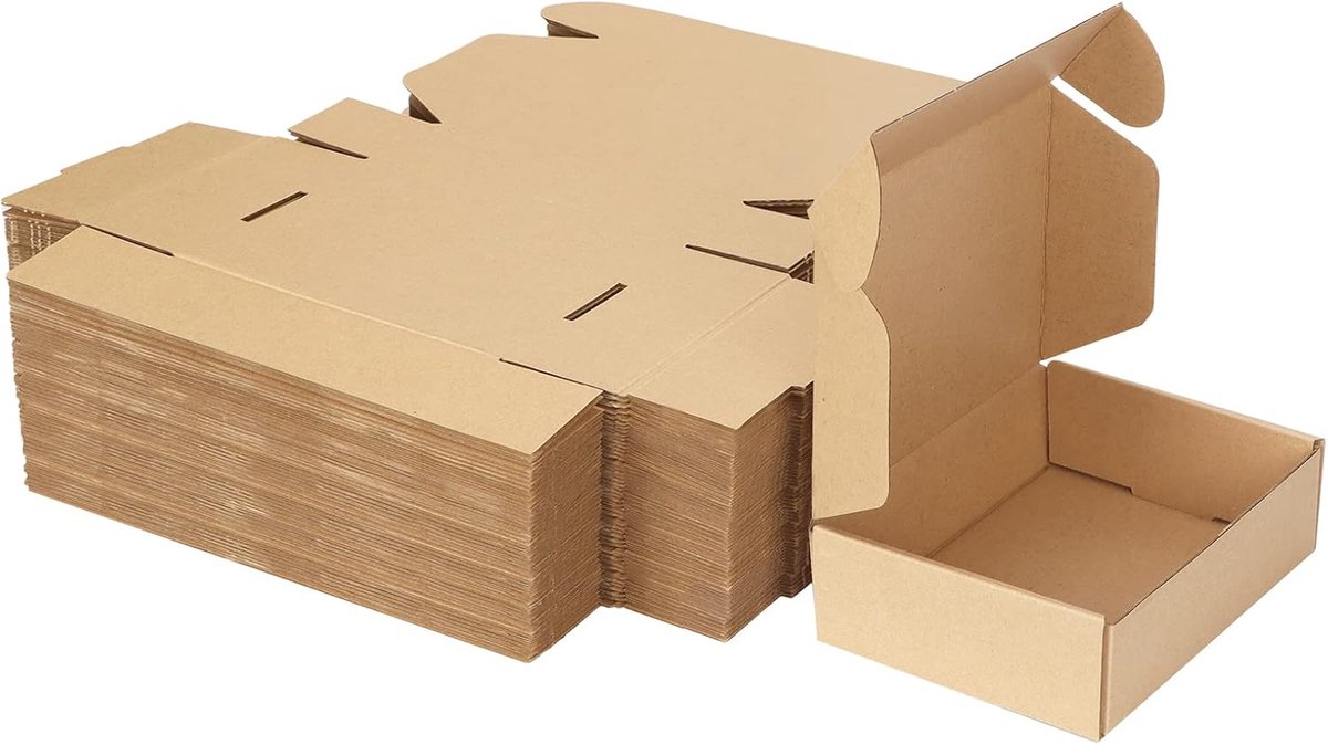 SnelShoppen - 50 Stuks Verzenddozen Kleine Dozen Vouwbare Verpakkingsdozen voor Verzending, Cadeauverpakking, 178x127x51mm, Bruin Karton