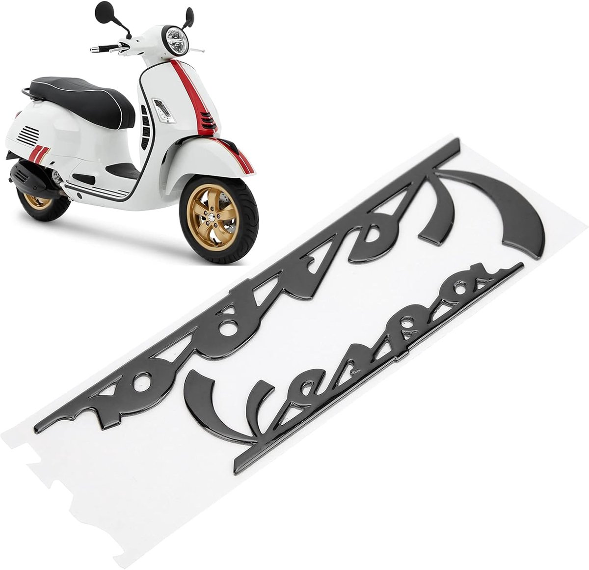 SnelShoppen - 3D Motor Embleem Sticker - Resine Decal voor GTS300 LX125 LX150 IE Sprint Primavera 300 LX LXV - Zwart - Hoogwaardige Decoratie voor Mot