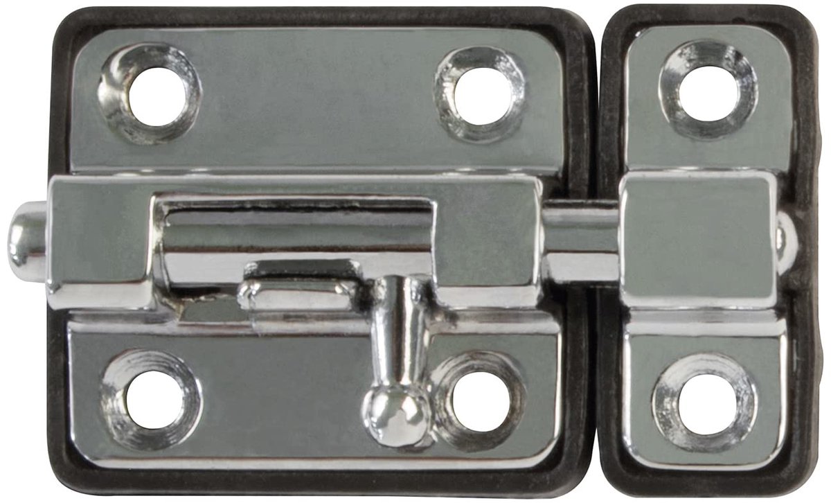SnelShoppen - Veiligheidsdeur slot - Opbouwslot model 383 - 54 x 36 mm - Kunststof voet - Horizontale sluiting - Chroomstaal - Inclusief schroeven