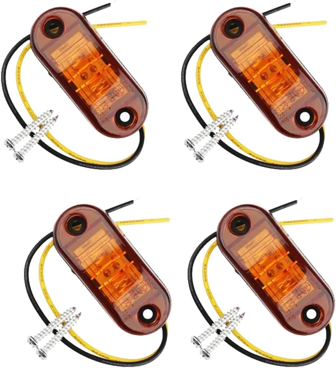 SnelShoppen - 4 LED Zijmarkerlichten, 12/24V, LED Trailer Lamp, Waarschuwingslicht voor Vrachtwagen, Motorhome, Caravan en Trailers