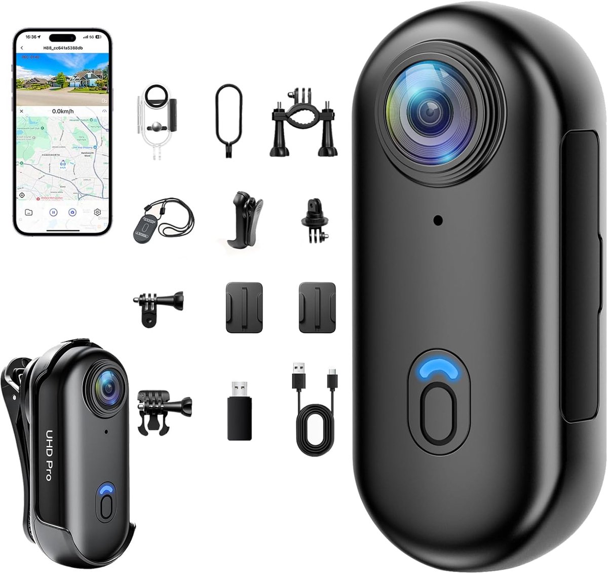 SnelShoppen - 4K WiFi Action Camera Waterdicht 30m - Ultra Licht 38g - 360° Groothoek - 120° Magnetisch Frame voor Fietsen/Motoren/Skiën/Vloggen - 150