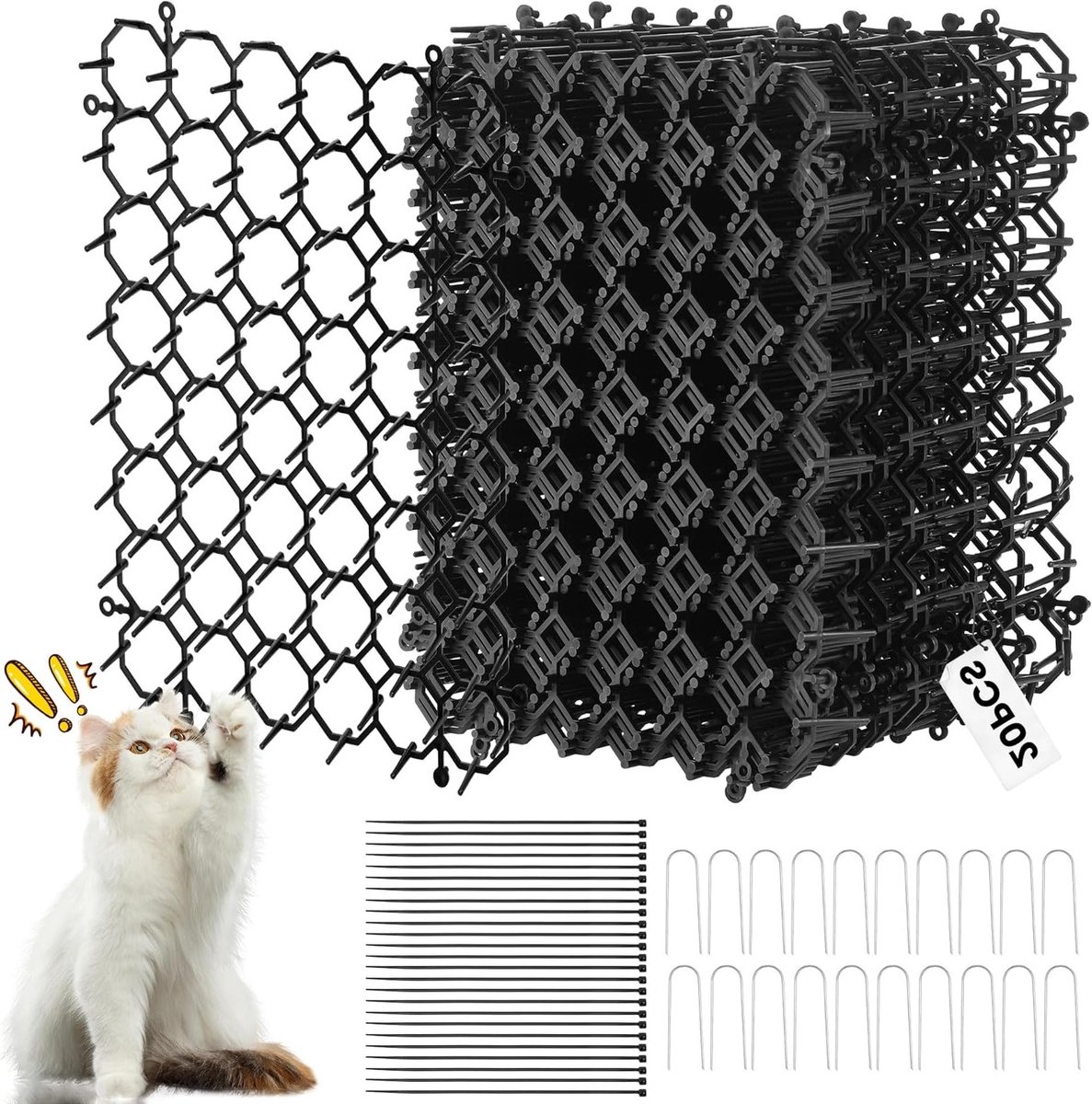 20 Delen Doornmat voor Katten, Anti-Kat Mat met Spikes, Dierenbarrière voor Tuin en Plantenbescherming, Kattenafschrikmiddel met Stekels