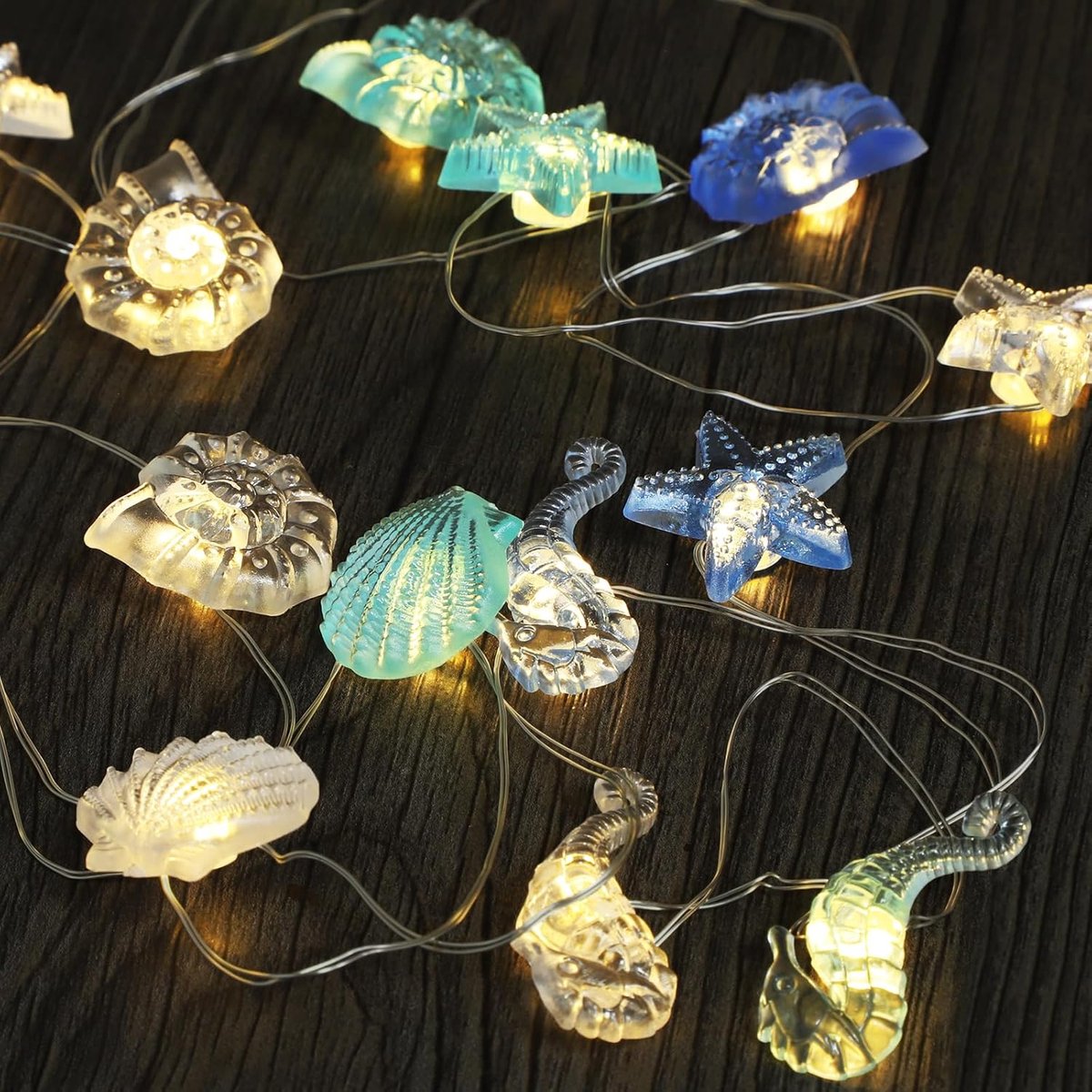 SnelShoppen - Fairy Lights Zee Dieren 2.5m 20 LED Decoratie voor Kinderen, Venster, Tuin, Bruiloft, Feest, Warm Wit, Batterij met Timer, Binnen & Buit