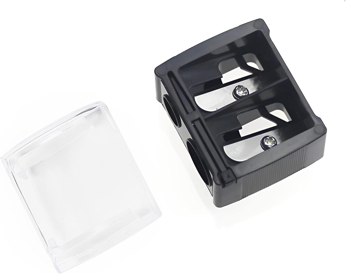 SnelShoppen - Makeup Pencil Sharpener - Dubbele Puntenslijper voor Oog- en Lipmakeup - RVS, Perfect voor Eyeliner en Lipliner - Cosmetische Slijper vo