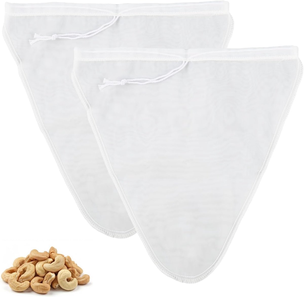 SnelShoppen - Set van 2 Notenmelk Zakjes voor Biologische Notenmelk en Groentemelk, Multifunctionele Zeefdoek voor Huisgemaakte Kaas, Fruitsap en Groe
