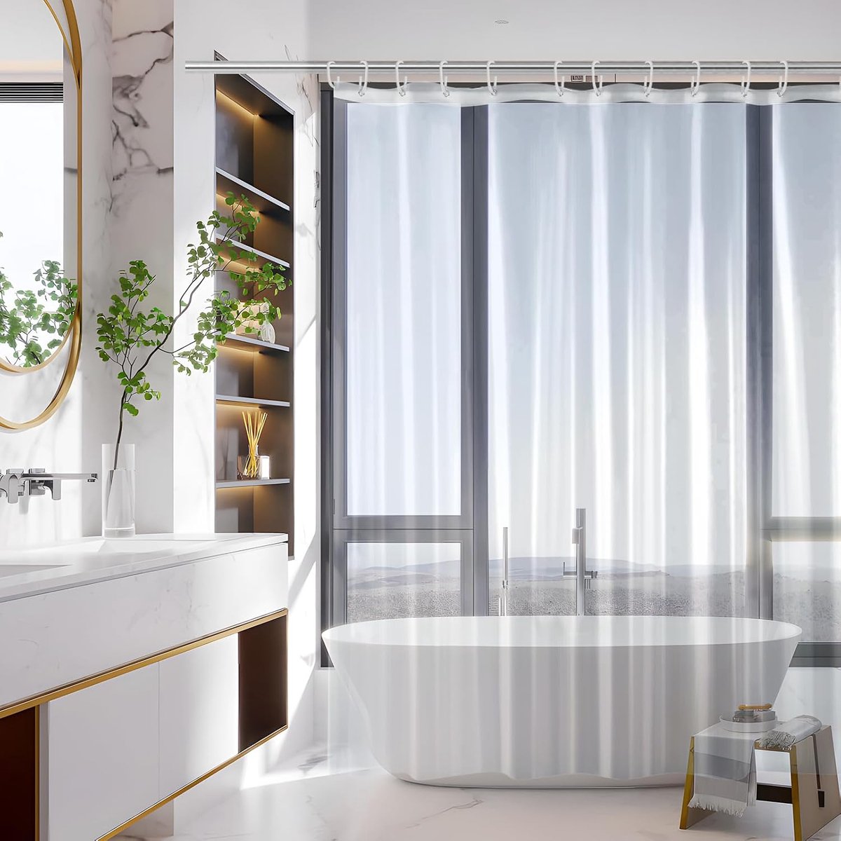 SnelShoppen - Transparante Douchegordijn 80 x 180 cm - Schimmelbestendig, Waterproof PEVA - Ideaal voor Badkamer en Badkuip - Privacy en Comfort