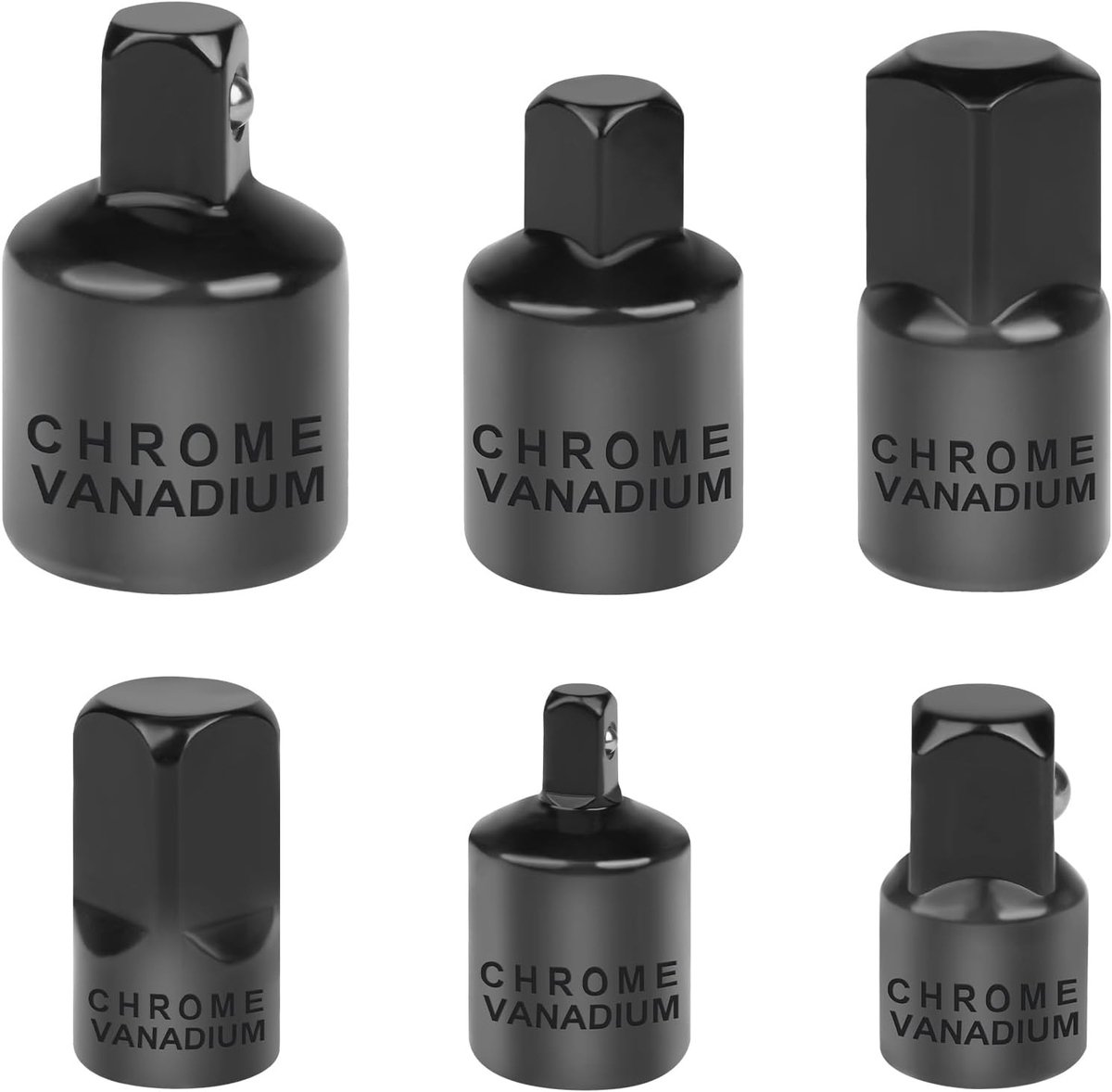 SnelShoppen - Flintronic Impact Socket Adapter Reducer Set 6-delig, 1/2" naar 1/4" en 3/8" Huls Adapter voor Sleutels, Moeren, Accuboormachines, Wrenc