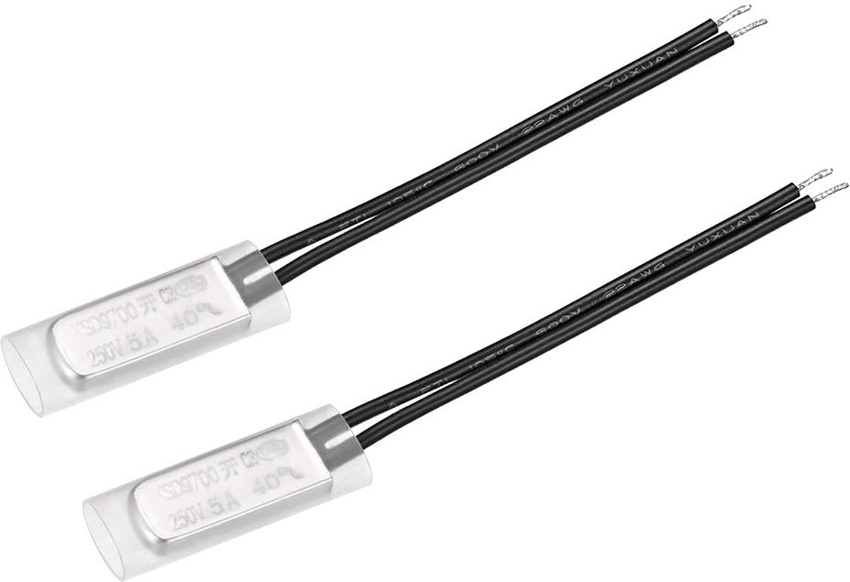 SnelShoppen - 2 Stuks KSD9700 Thermostaat 40°C N.O. Bimetalen Temperatuur Schakelaar - 5A Veiligheidsensor voor Huishouden en Industrie - Betrouwbaar
