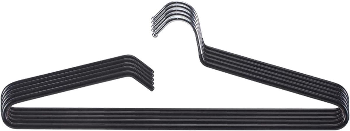 SnelShoppen - 5-Pack Kledinghangers, Metalen Korte Nek Kapstok Hangers, Antislip Kraag Beschermende Hanger voor T-Shirts, Jurken, Jassen, Ruimtebespar