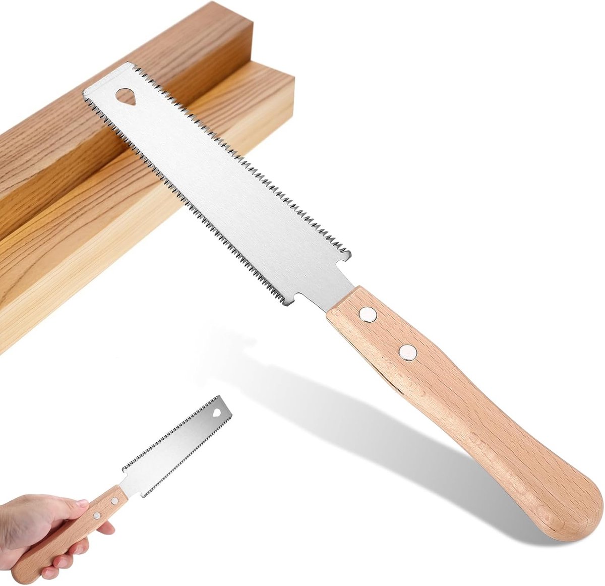 SnelShoppen - Japanse Handzaag voor Houtbewerking, Fijne Zaag Dubbelzijdig, Precisiezaag met Ergonomisch Houten Handvat, Ideaal voor Professionele en