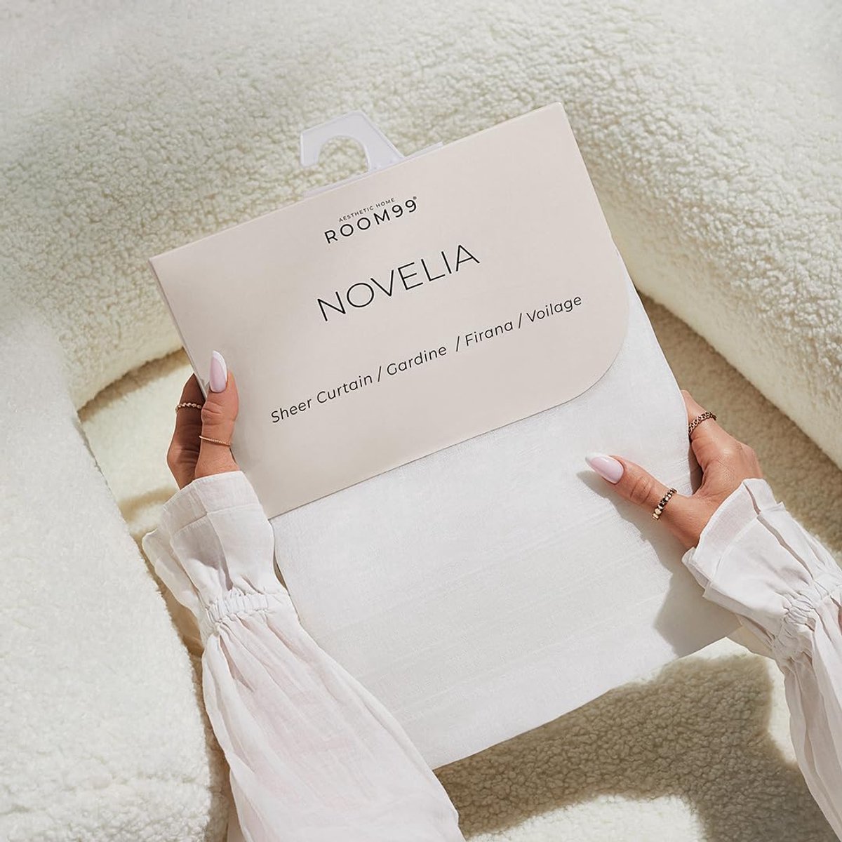 SnelShoppen - Novelia Gordijn met Rimpelband, 300 x 250 cm, Modern Transparant Witte Gordijnen voor Woonkamer en Slaapkamer, Perfect voor een Gezellig