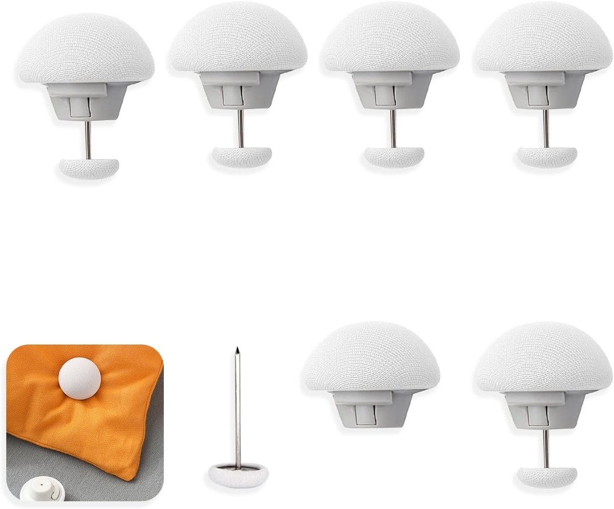 Mushroom ronde dekbed clips voor het fixeren van dekbedden, antislip bedclips en decoratieve bevestiging (6 wit)