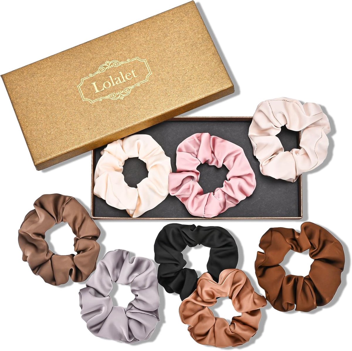 SnelShoppen - 8x Satin Scrunchies voor Haar, Zachte Haarbanden voor Vrouwen en Meisjes, Elastische Ponytail Houder voor Dun, Fijn en Krullend Haar - P