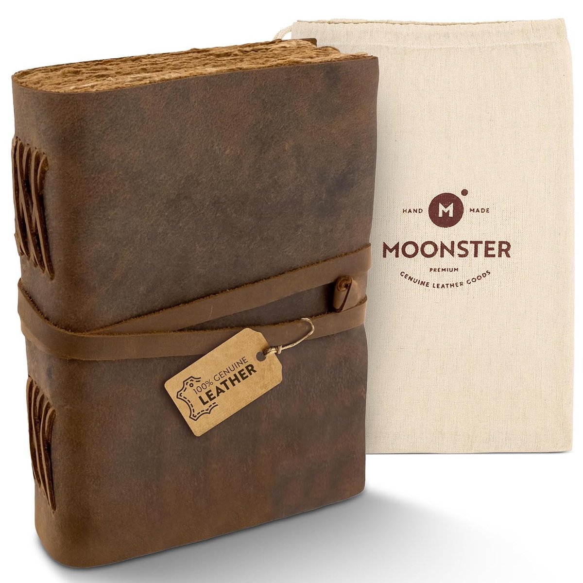 SnelShoppen - Vintage Leren Notitieboek met 240 Pagina's Katoen Papier, Handgemaakt Leer Dagboek 20x15cm, Vintage Stijl, Perfect voor Schetsen en Aant