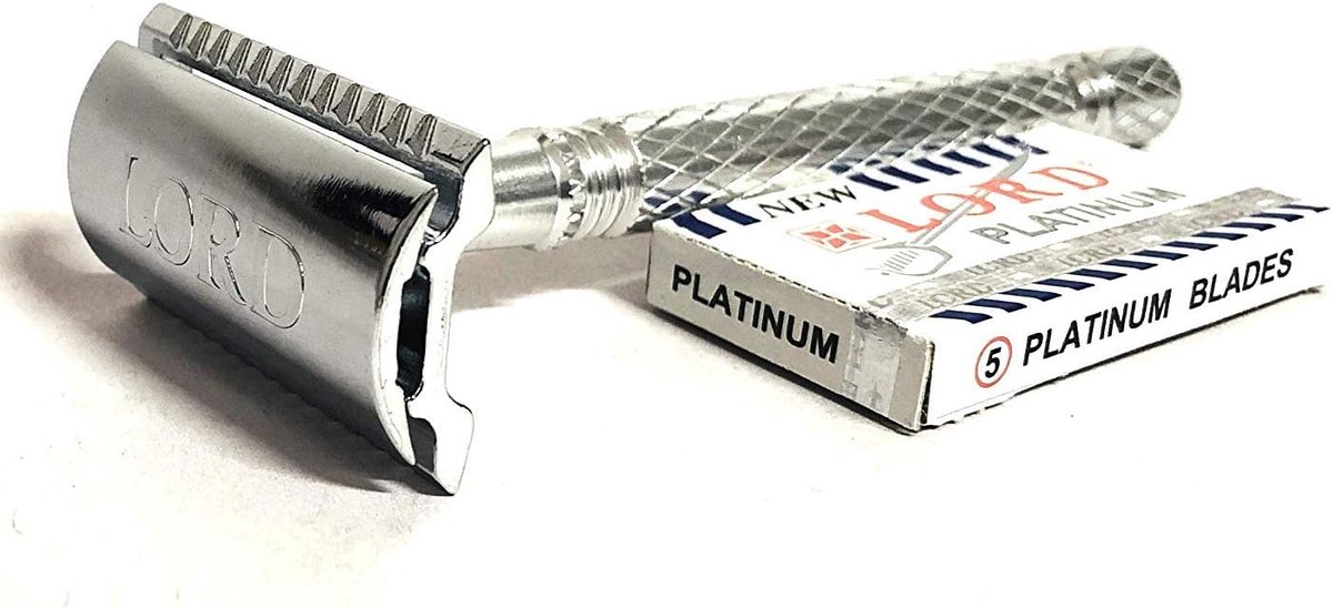 SnelShoppen - Safety Razor S 625-1 - Dubbelzijdige Scheermes met 5 Lord Platinum Blades - Perfect voor Heren en Dames - Ideaal voor Dagelijks Gebruik