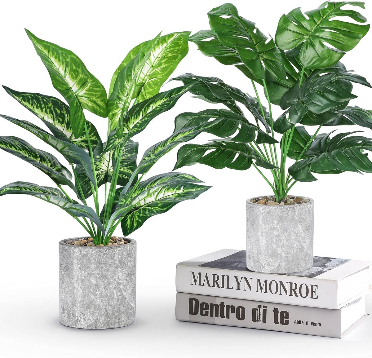 SnelShoppen - 2 Pack Kunstplanten Kunstmatige Potplanten Indoor - Tropische Neplanten met Groene Bladeren voor Kantoor, Thuis, Boerderij Decoratie, 40