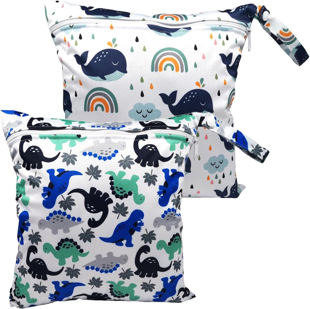 SnelShoppen - 2pcs Wetbag Kindergarten Large - Waterproof Diaper Bag met Rits - Ideale Wet Bag voor Zwemspullen en Stoffen Luiers - 28x30cm TPU Waterd