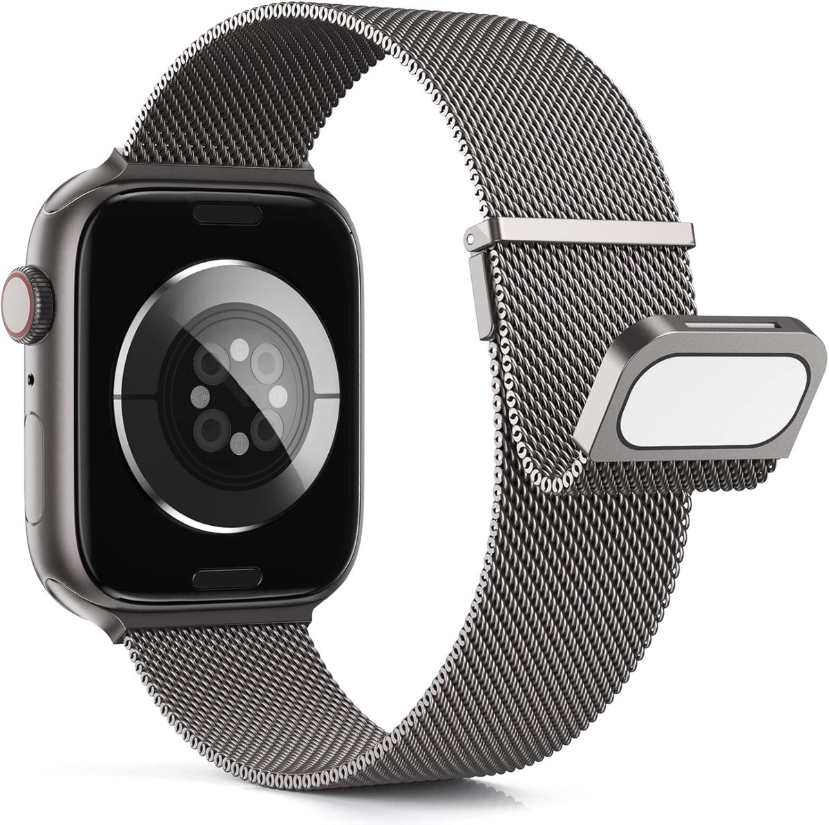 SnelShoppen - Hoogwaardige Higgs Metal Strap Geschikt voor Apple Watch 38mm 40mm 41mm 42mm 44mm 45mm 46mm 49mm - Dubbele Magnetische Milanese Band voo