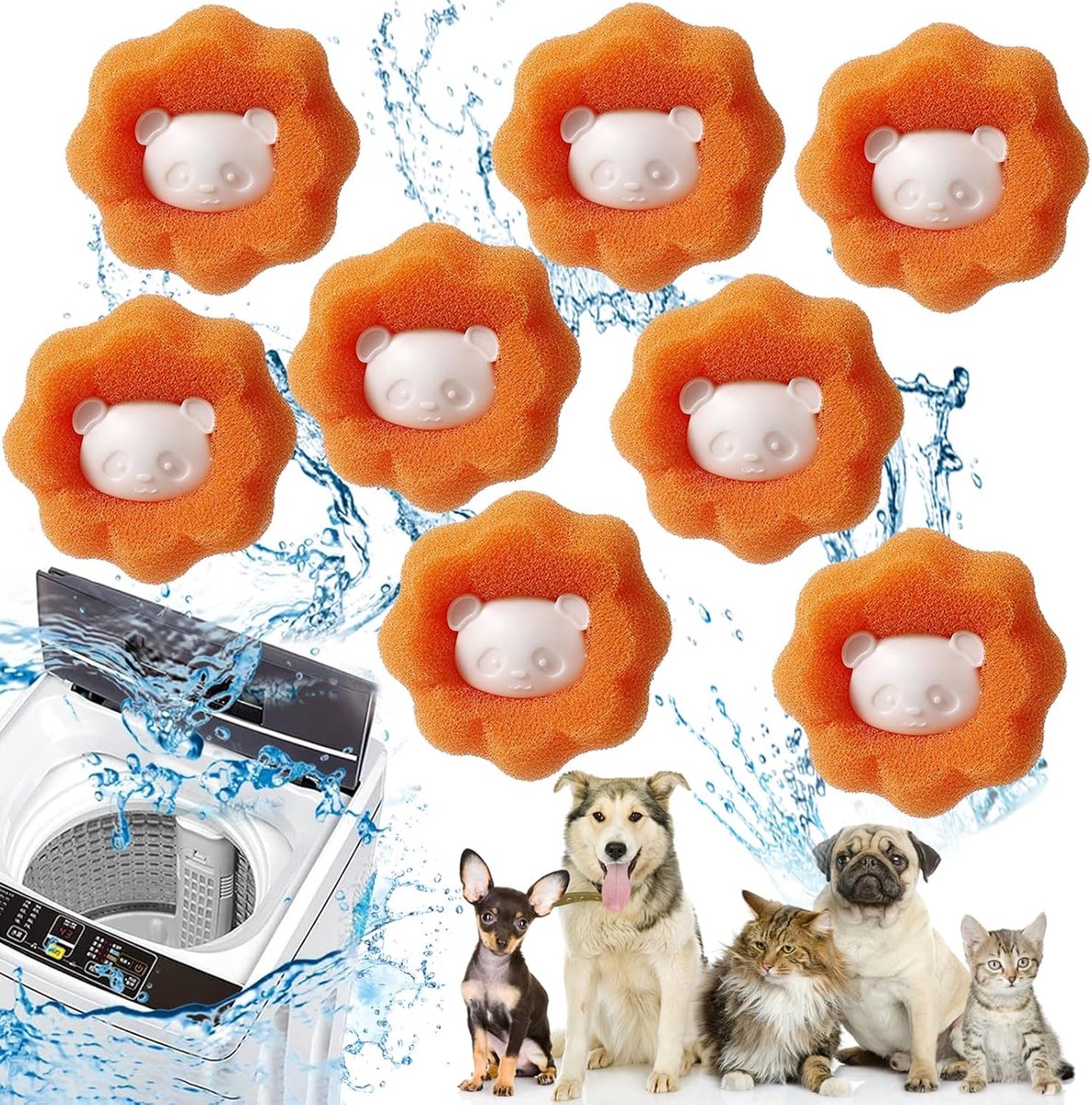 SnelShoppen - Dierenhaarverwijderaar Wasmachine 8 Stuks - Herbruikbare Pluisverwijderaar - Haarvanger Wasballen - Pluisvanger voor Kleding en Beddengo