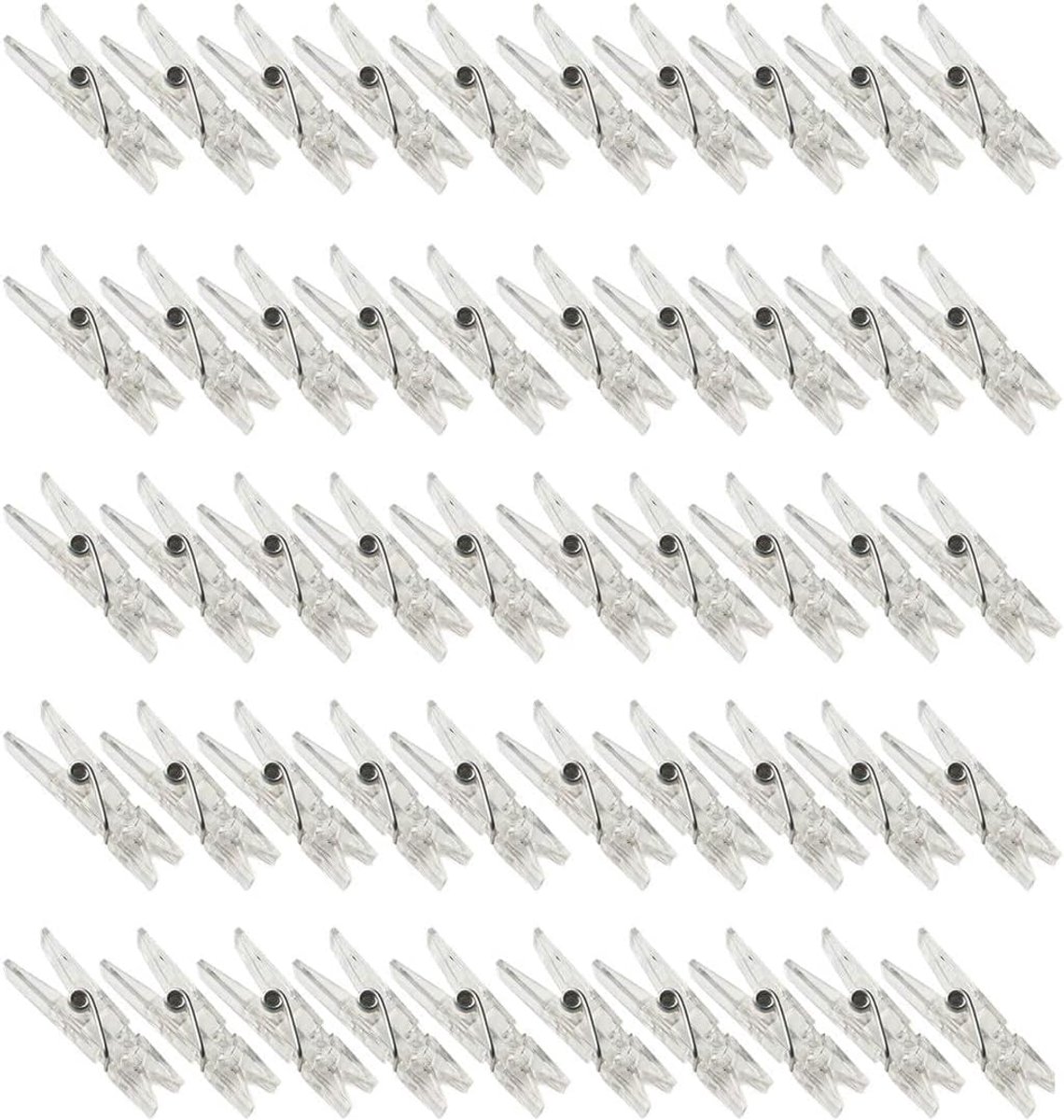 SnelShoppen - 50 Stuks Fotoklemmen Mini-Klemmen voor Foto's - Transparante Wasknijpers met Veer - Perfect voor Feestdecoratie en DIY Projecten - Compa