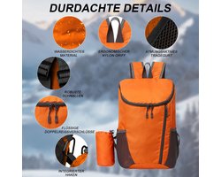 SnelShoppen - Ultralichte opvouwbare rugzak 20L - Waterdichte ademende wandelrugzak uniseks voor wandelen, camping, reizen, outdoor, sport, lichtgewic