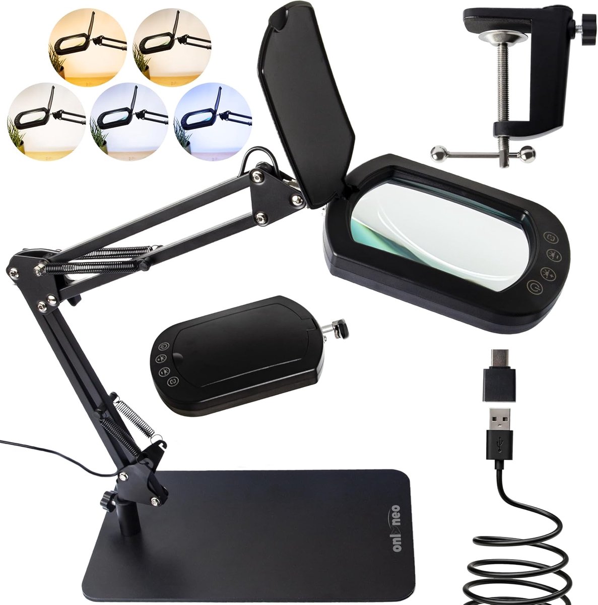 SnelShoppen - XL Rechthoekige Loeplamp op Voet - 10x Vergroting, Vervormingsvrij - Bureauloeplamp voor Lezen, Diamond Painting, Manicure & Hobby - 5 L