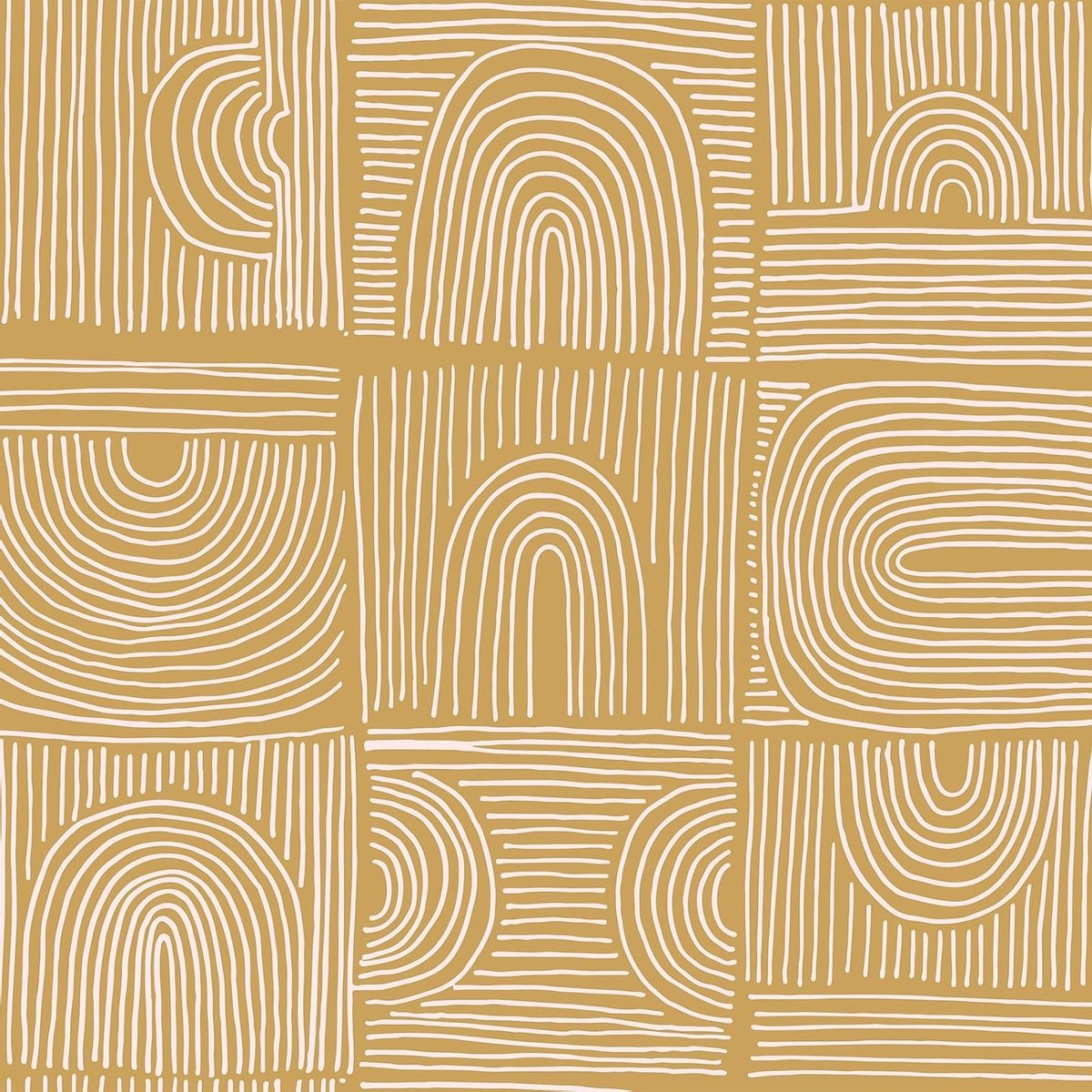 Behang geel boho abstracte vellen patroonbehang zelfklevend behang geometrische retro wanddecoratie slaapkamer woonkamer badkamer meubelfolie afneembaar 44,5 cm × 300 cm