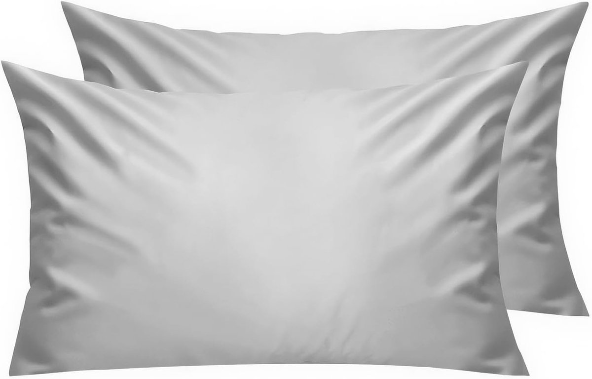 SnelShoppen - Kussenhoezen Set van 2, 300 Draad 100% Katoen Ademend en Zacht, 40 x 60 cm, Grijs voor Slaapkamers, Woonkamers, Feestjes en Tuin