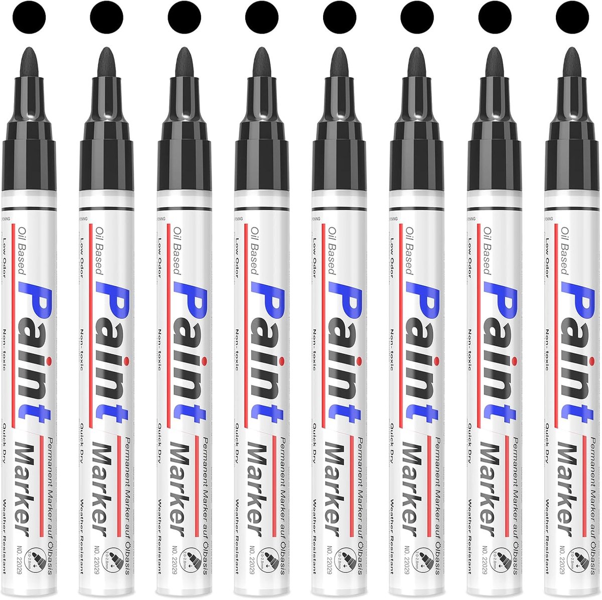 SnelShoppen - Permanent Marker Zwart - 8 Stuks - 2-3 mm Rond Tip - Sneldrogend - Waterbestendig - Kleurvast - Geschikt voor Metaal, Hout, Glas, Plasti