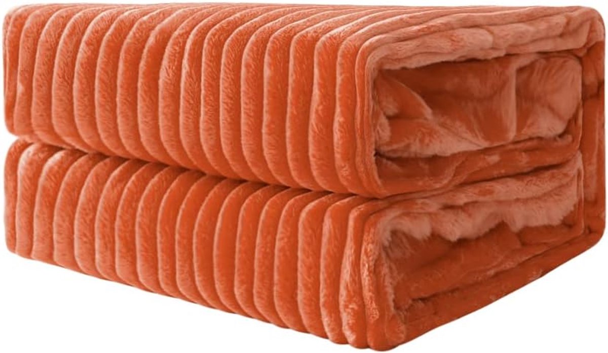 SnelShoppen - Flannel Fleece Throw - Zachte Warme Deken 50x60 Inch - Oranje Rust - Comfortabele Dekens voor Sofa, Bed, Reizen, Kinderen, Perfect voor