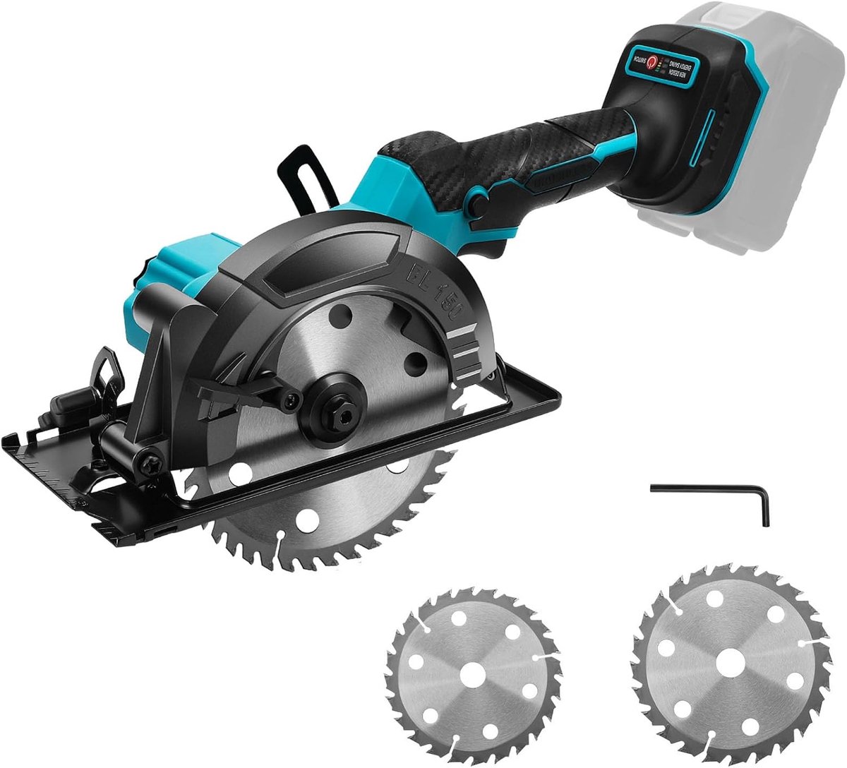 SnelShoppen - Draadloze Hand Cirkelzaag 5800 RPM met 3 Zaagbladen (125/140/150 mm) - Verstelbare Zahoeken 0-45° - Geschikt voor Hout en Metaal - Compa