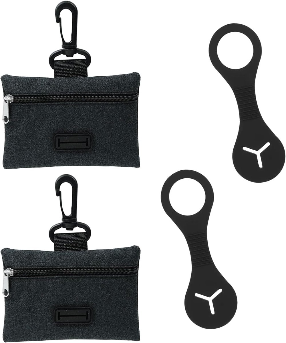 SnelShoppen - 4 Stuks Hondenpoepzakdispenser en Poepzakhouder voor Hondenriem - Hondenpoep Bak, Dispenser Bevestiging aan Riem, Harnas - Zwart - Handi