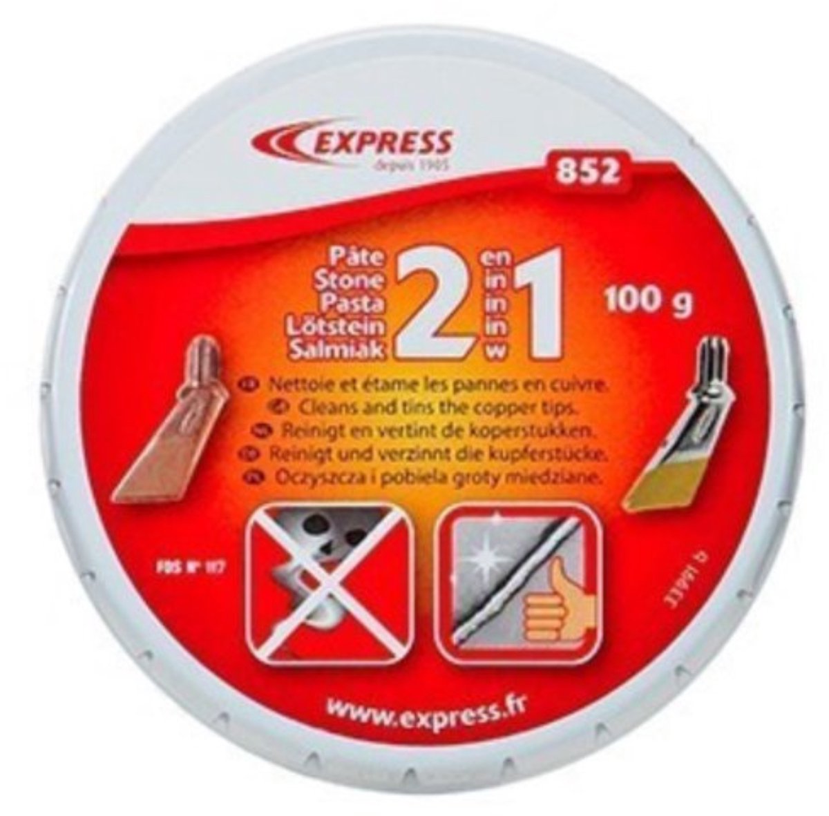 Express 852 Zinnfix Salmiaksteen Voor Het Reinigen En Vertinnen Van Soldeerbout