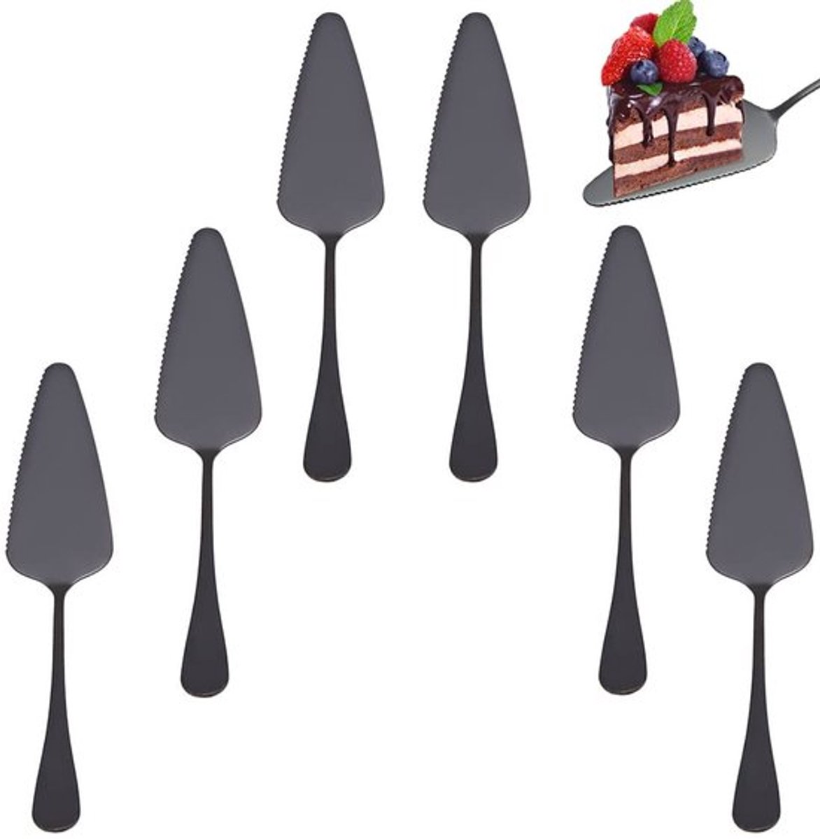 Set van 6 Roestvrij Stalen Taartscheppen