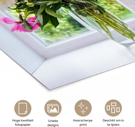 Affiche Fleurs - Pivoines - Vase - 120x90 cm