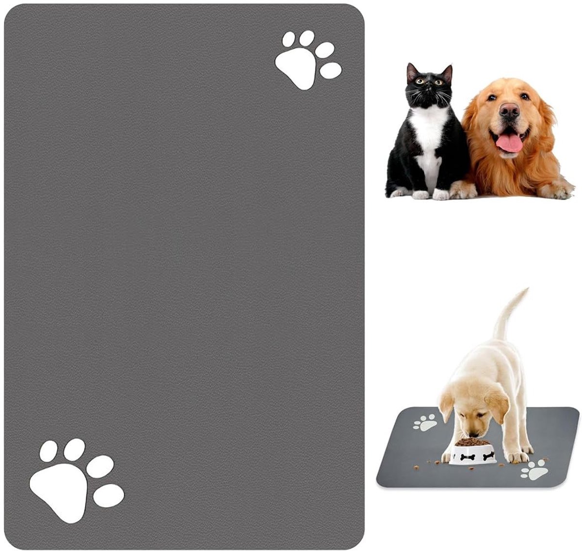 Dailygoods - MOLIMOLI Bowl Pad Hond Katten, Anti-slip Siliconen Pad Voedsel Bowl, Absorberende Quick Dry Food Mat Katten, Voedsel Pad Katten, 60x40cm Hond Bowl Pad