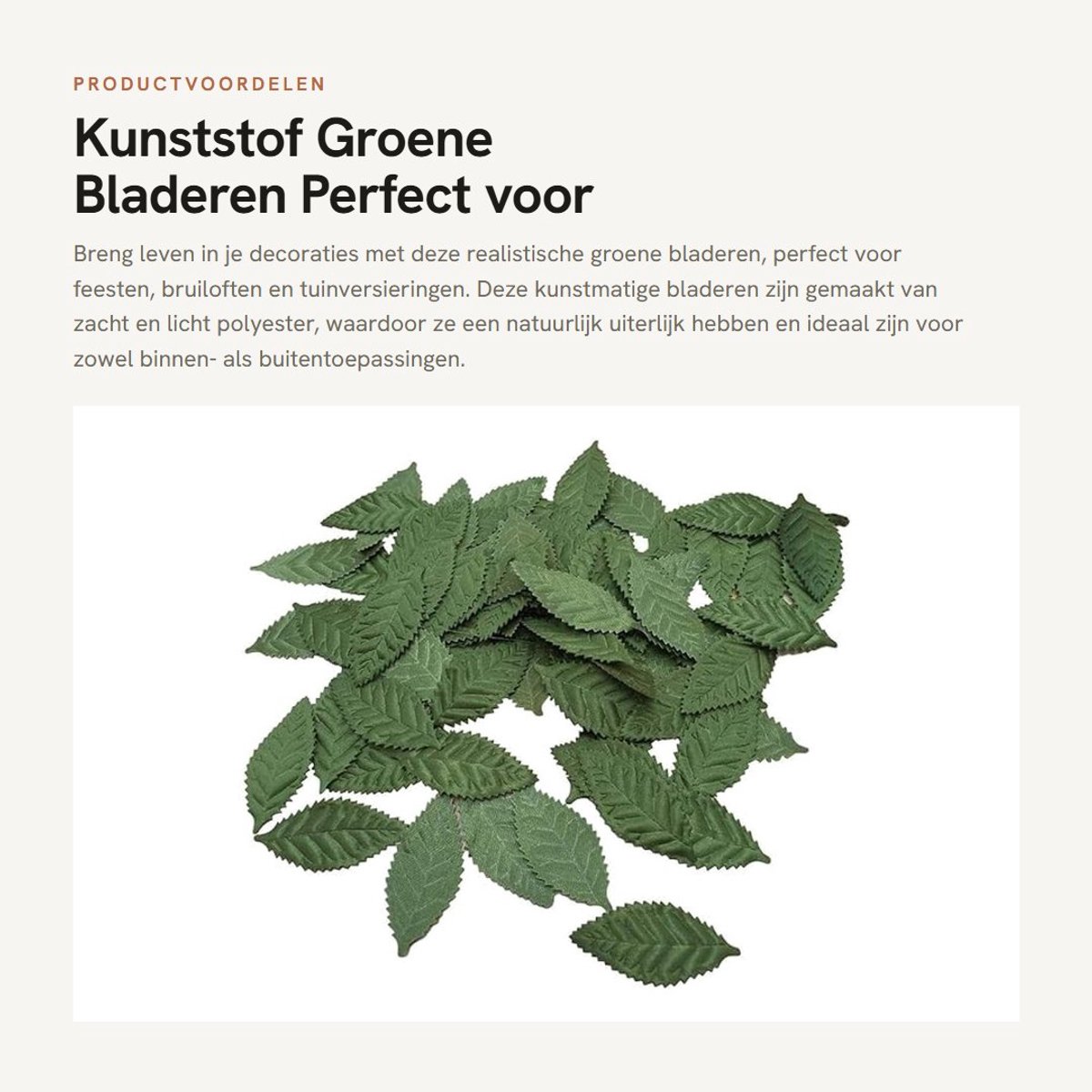 Dailygoods- Kunststof Bladeren 100 Stuks - Kunstmatige Bladeren - Decoratie voor Feesten - Bruiloften - Tuinen - Realistisch Polyester - Nepaleaves