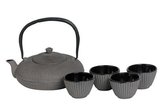 Cosy&Trendy Pumpkin Theeset - 1.2 l - Gietijzer - Grijs - Incl. 4 mokjes