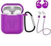 Hoes voor Apple AirPods Hoesje Case 3-in-1 Siliconen Cover - Paars