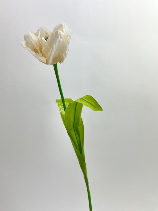 Zijden kunstbloem Tulp | Wit | Lengte 53 centimeter