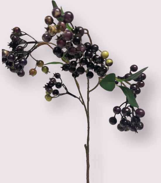 Zijden kunstbloem Bessentak | Zwart | Lengte 71 centimeter