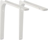 AMIG Plankdrager/planksteun van metaal - 2x - gelakt wit - H300 x B400 mm - boekenplank steunen