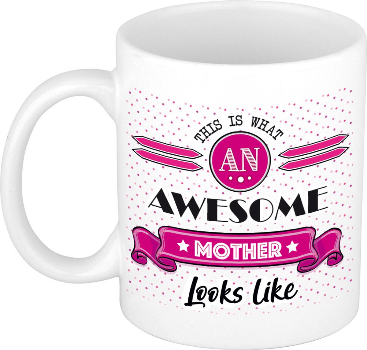 Bellatio Decorations Cadeau koffiemok voor een geweldige moeder - roze - keramiek - 300 ml