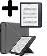 Hoesje Geschikt voor Kobo Libra 2 Hoes Bescherm Hoesje Case Luxe Sleep Cover Trifold Met Screenprotector - Hoes Geschikt voor Kobo Libra 2 Hoesje - Grijs