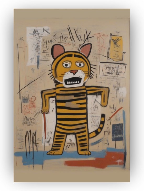 Tijger Basquiat - Tijger poster - Basquiat poster - Tijger street art - Posters dieren - Wanddecoratie tijger - 40 x 60 cm