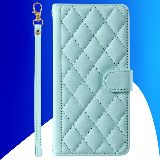 Étui adapté pour iPhone XR - Bookcase - Porte-cartes - Cordon - Simili cuir - Turquoise