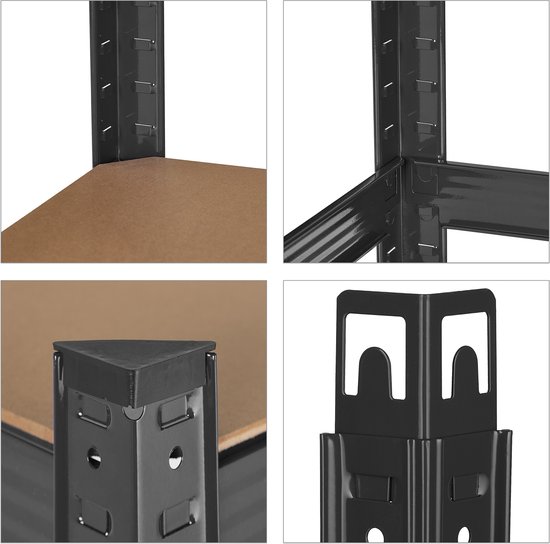 Stellingkast - tot 500 kg - 180x60x30 cm - zwart