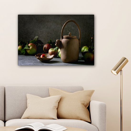 Toile Peinture Théière - Thee - Nature Morte - 150x100 cm - Décoration murale